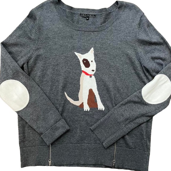 Other Sweaters - Dog Sweater - Cozy Grey with White Elbow Patches Grandmacore Cottagecore Large